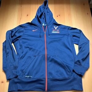 Nike Virginia Cavilers Blue Orange Hoodie Men Sz XL Therma Fit‎ Full Zip
